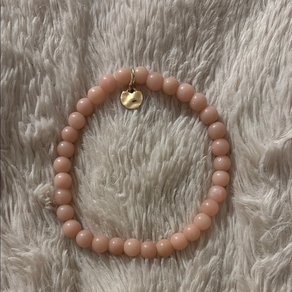 Peach Beaded Bracelet with Gold Charm - Picture 2 of 2